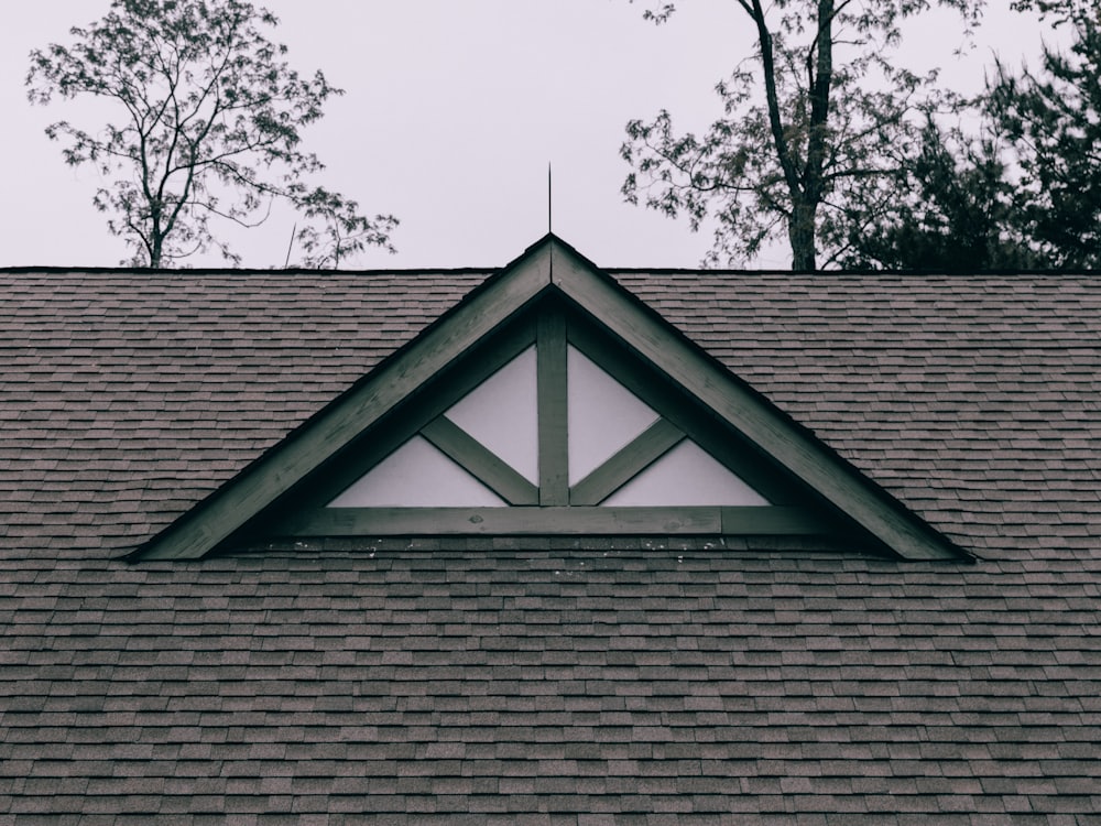 Close-up of new architectural shingles on a gable roof